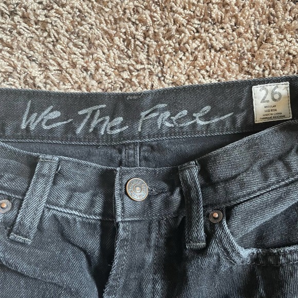 Free People We The Free Sofia Black Cutoff Button Fly Denim Jean Shorts - Picture 4 of 5